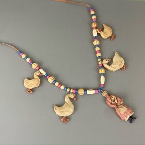 Vintage GrandmaCore Goose 🪿 Beaded Necklace